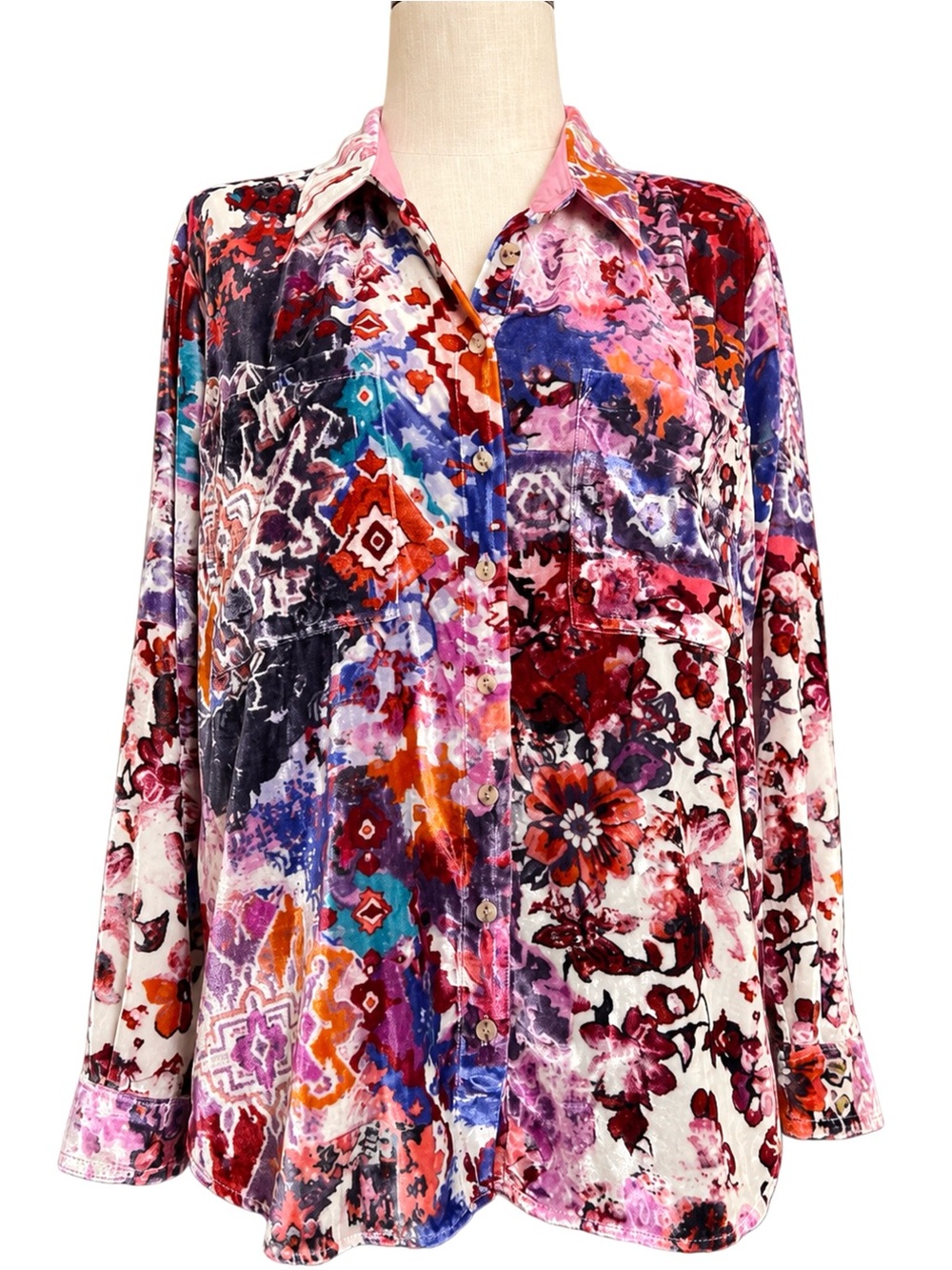 Anthropologie Hadley Velvet Oversized Shirt XXS